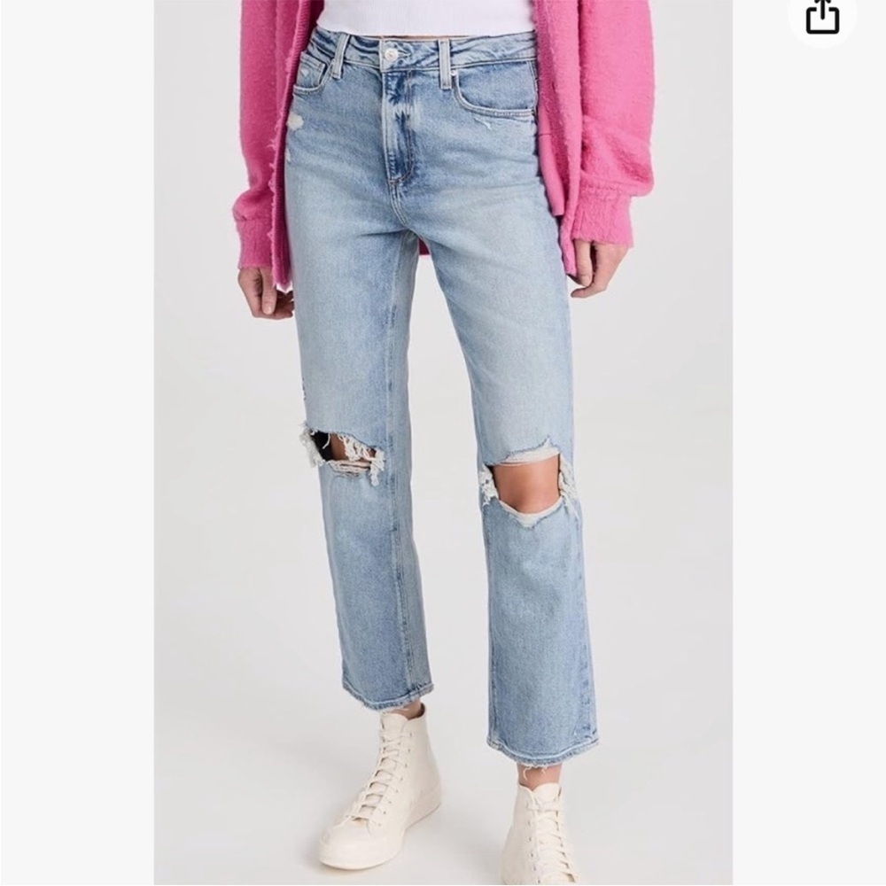 Paige Noella High Rise Distressed Cropped Jeans – Blue, Size 26